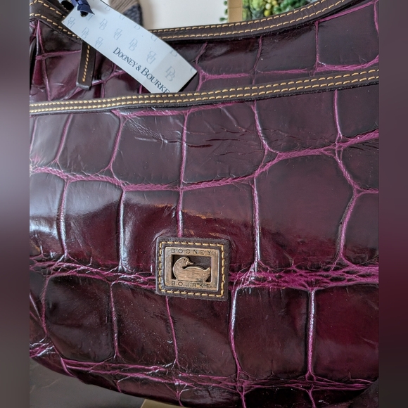 Dooney & Bourke Collins Hobo Croc Embossed Leather – Plum NWT - Picture 3 of 14